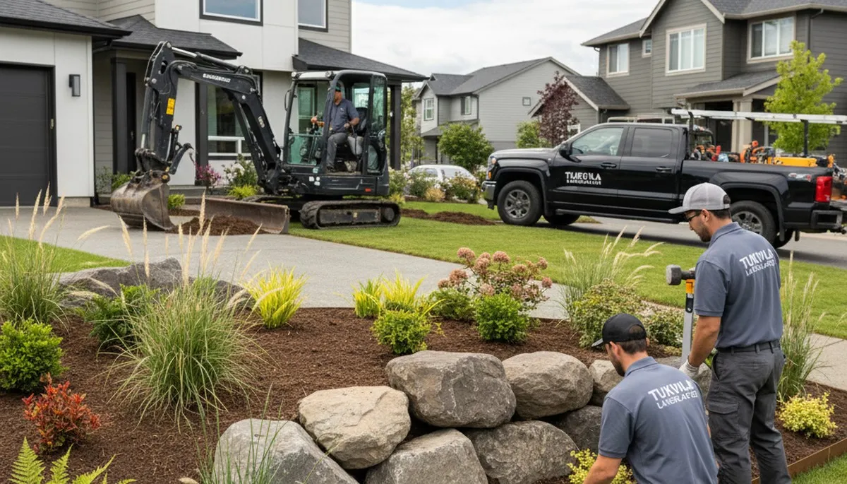 Bellevue, WA landscaping crew providing professional lawn care and yard maintenance services